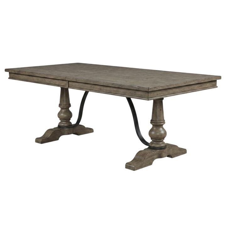 Liberty Furniture Americana Farmhouse Optional 6 Piece Trestle Table Set - Dusty Taupe & Black
