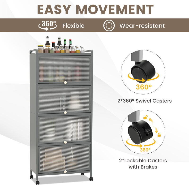 5-Tier Kitchen Baker’s Rack with Flip-Up PC Doors and Open Storage Shelves
