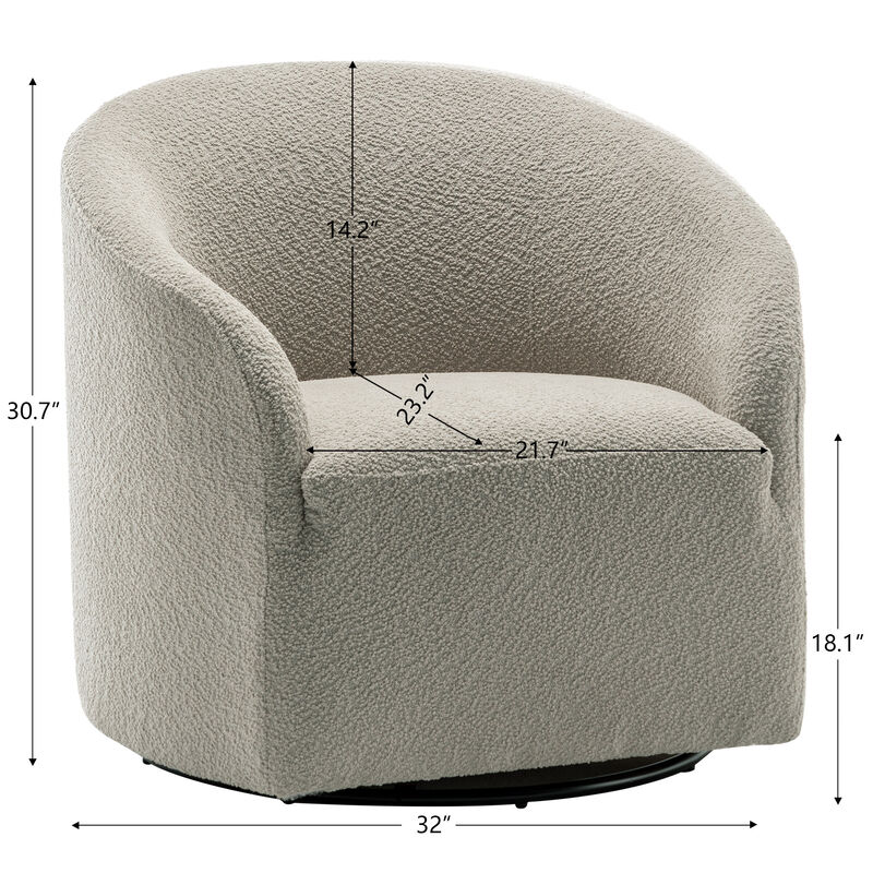 Ashlie Boucle Upholstered&nbsp;Swivel&nbsp;Barrel&nbsp;Armchair image number 3
