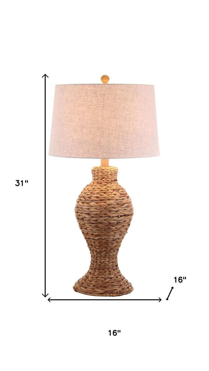 HomeRoots 31" Natural Water Hyacinth Urn Table Lamp With Drum Shade image number 5
