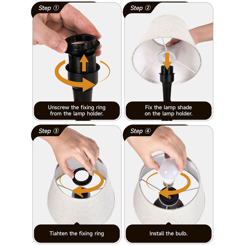 17.3 in. Table Lamp with Gray Linen Shade and Touch Control (Set of 2)