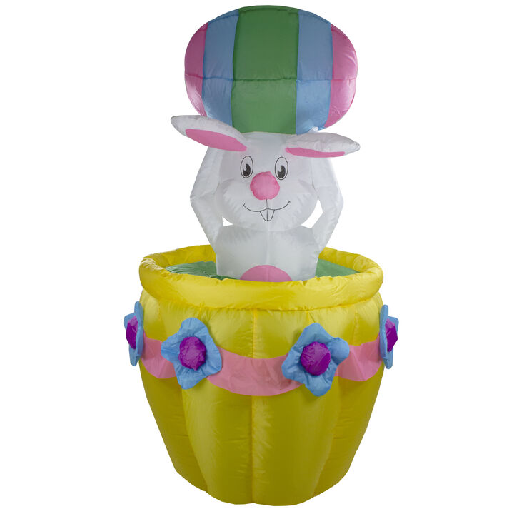 5.5ft Lighted and Animated Inflatable Easter Bunny Basket Outdoor Decoration