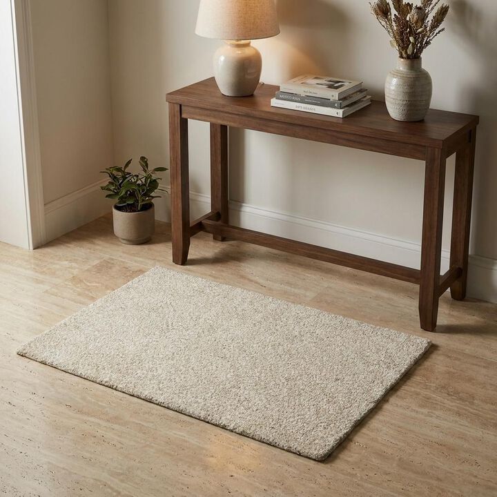 HomeRoots 3' X 5' Ivory Shag Hand Tufted Area Rug