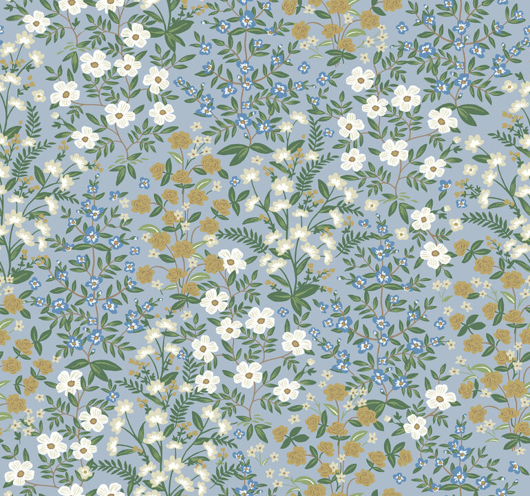 Wildwood Garden Blue & White Wallpaper