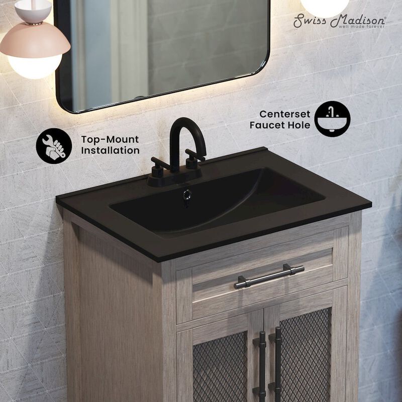 24" 3-Hole Centerset Vanity Sink Top in Glossy White image number 6