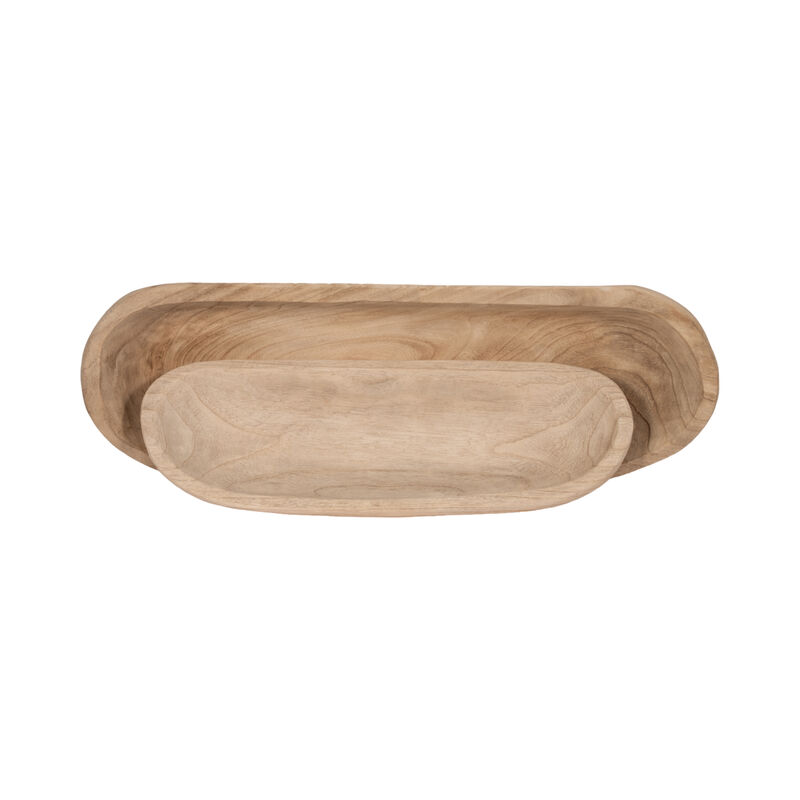 S/2 18/24" Wood Decor Plates, Natural image number 3