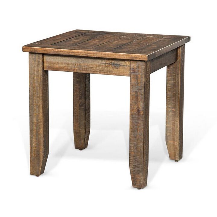 Flint Side End Table, Dark Brown Mahogany Wood Frame, 22 Inch Square