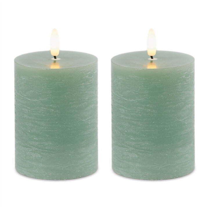 HomeRoots Set of Two Unscented Candle Flameless Pillar Candles