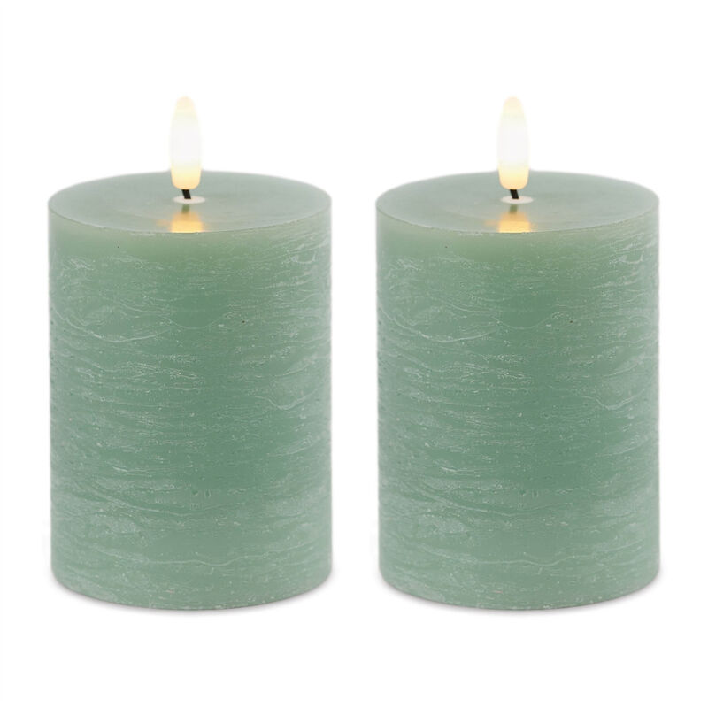 HomeRoots Set of Two Unscented Candle Flameless Pillar Candles image number 0