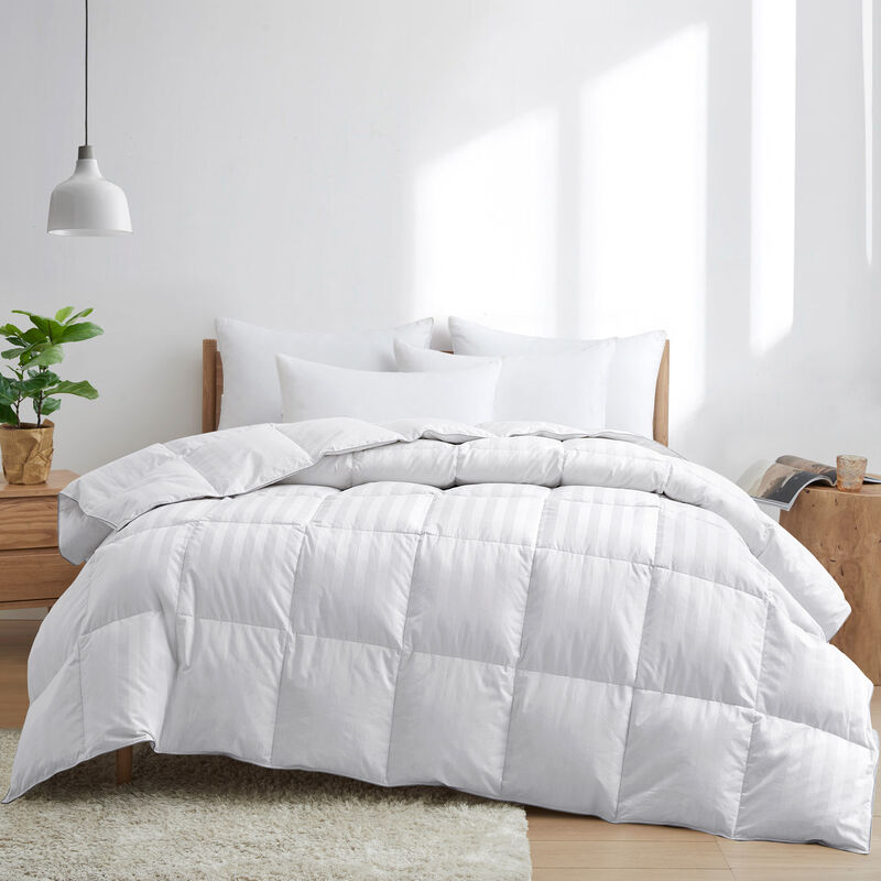 All Season White Down Comforter Duvet Insert with 100% Cotton
