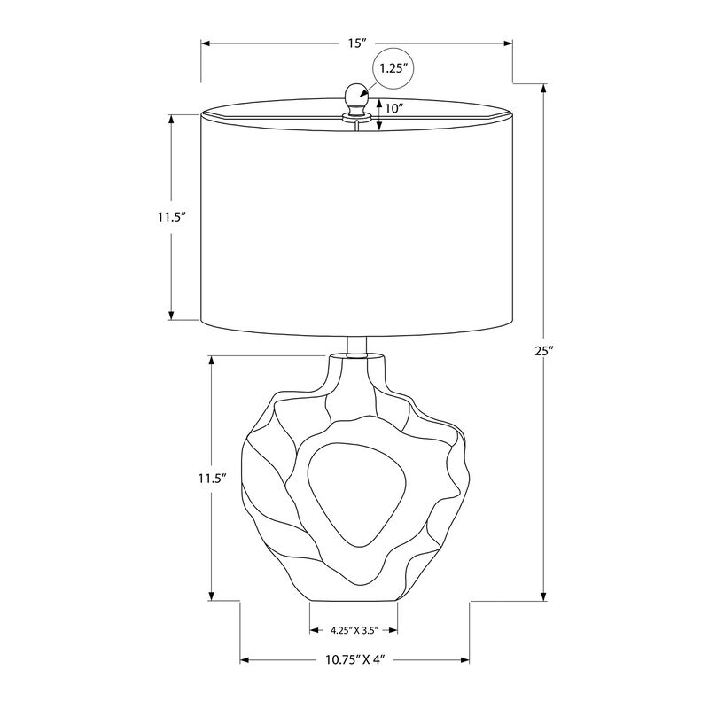 Monarch Specialties I 9727 - Lighting, 25"H, Table Lamp, Cream Resin, Ivory / Cream Shade, Modern