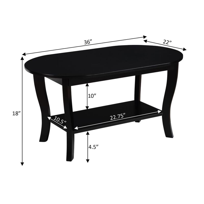 Convenience Concepts American Heritage Oval Coffee Table with Shelf
