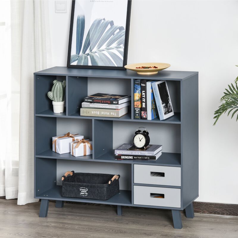 Black Storage Solution: 3-Tier Bookcase with Shelves and Drawers