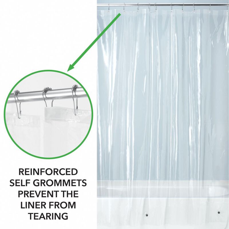 mDesign Long PEVA 72" x 72" Waterproof Shower Curtain Liner, 4 Pack, Clear image number 5
