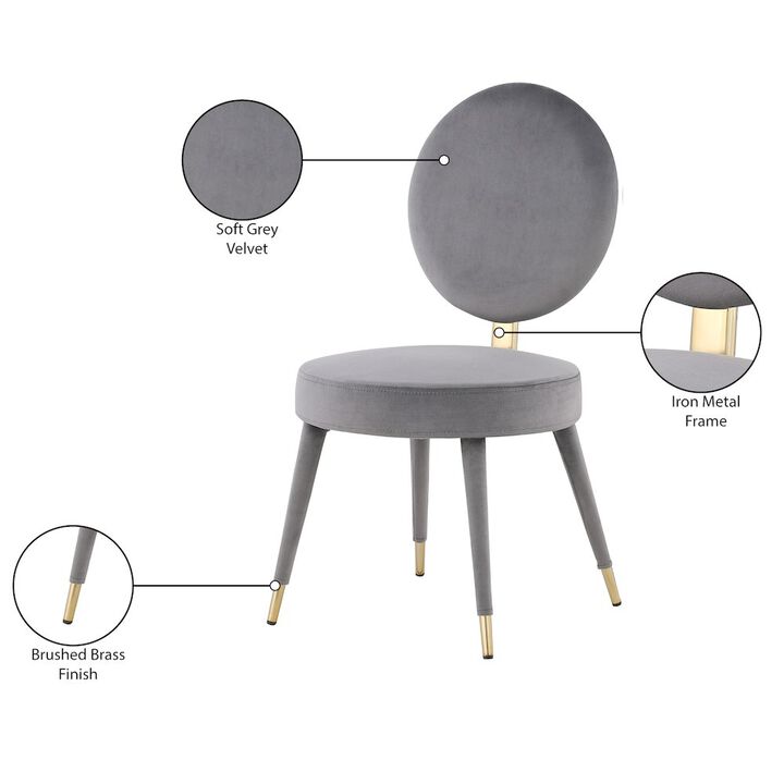 Meridian Furniture Brandy Grey Velvet Dining Chair, Set of 2