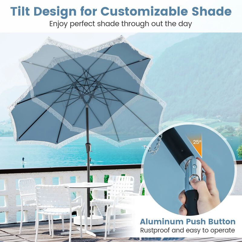 Mondawe 9 FT Patio Umbrella with Sun-Protective Canopy for Patio Garden Pool