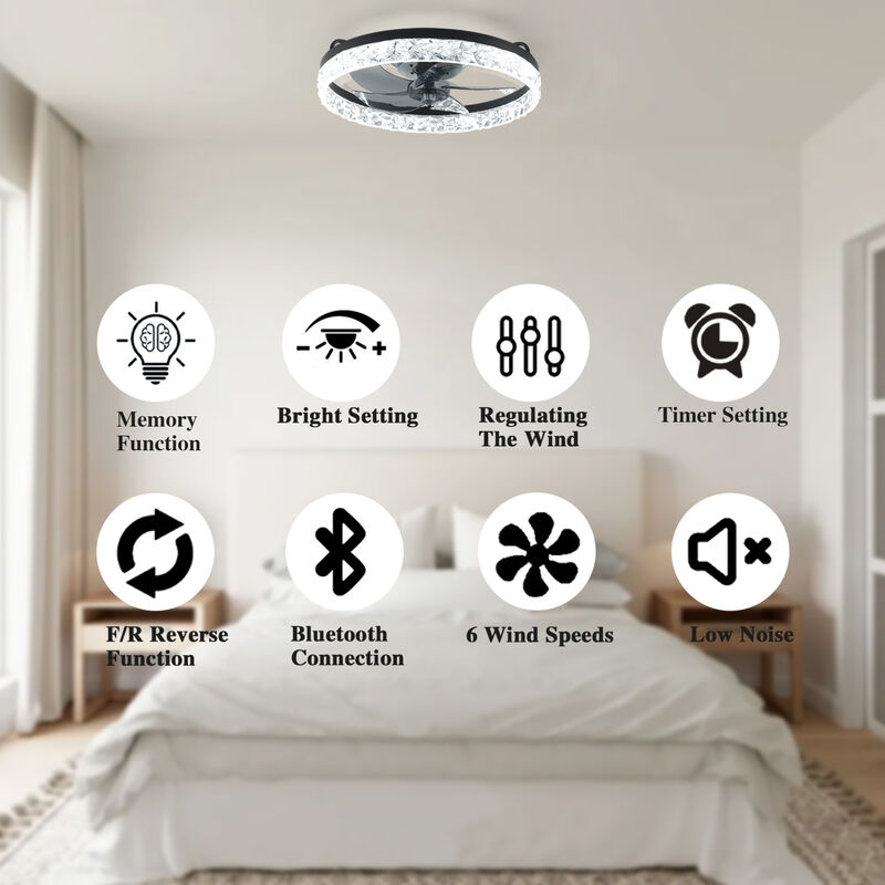 ELEMENT ACE Quiet Reversible Ceiling Fan with Integrated Dimmable LED Light, Remote & Smart App Control, Adjustable Speed for Bedroom Kitchen Home Office Use image number 6