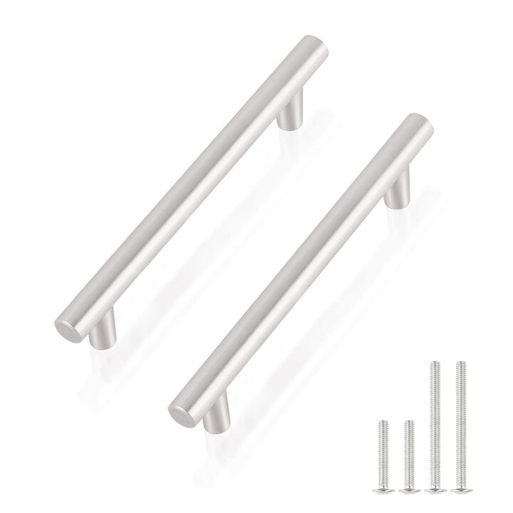 Gobrico 10 Pack Brushed Nickel Cabinet Pull Handles, 4"" (102 mm) Hole Centers Kitchen Cupboard Knobs, Stainless Steel T Bar Han