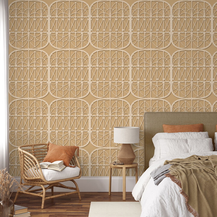 Lattice Rattan Panels Wallpaper