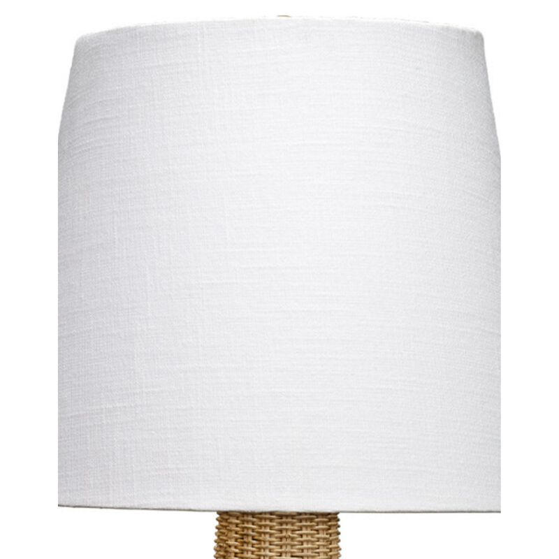 27 Inch Table Lamp, Tree Trunk Base, Tapered Shade, White, Natural Brown  - Benzara