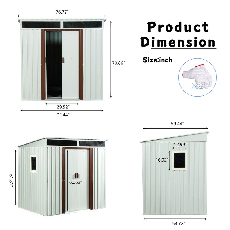 Streamdale 6FT X 5FT Outdoor Metal Storage Shed With Window White image number 7