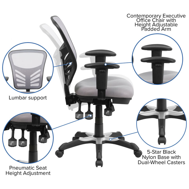 Nicholas Mid-Back Dark Gray Mesh Multifunction Executive Swivel Ergonomic Office Chair with Adjustable Arms image number 3