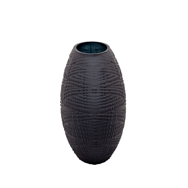 Glass 8"h Textured Vase, Black image number 2