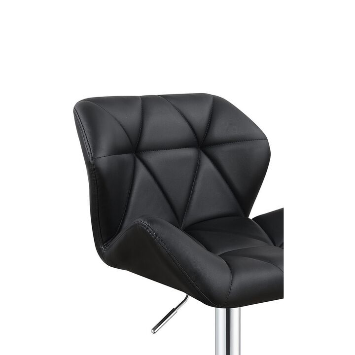 Adjustable Diamond Bar Stool with Chrome Base, Black ,Set of 2