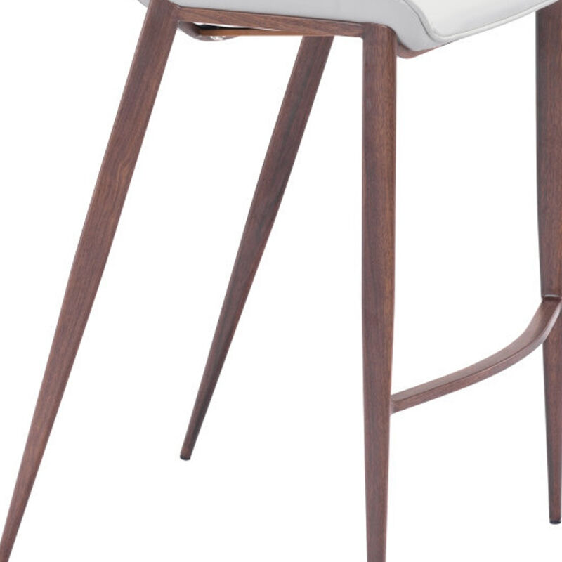 Hivvago Set of Two 30 Inch White And Brown Steel Low Back Bar Height Bar Chairs