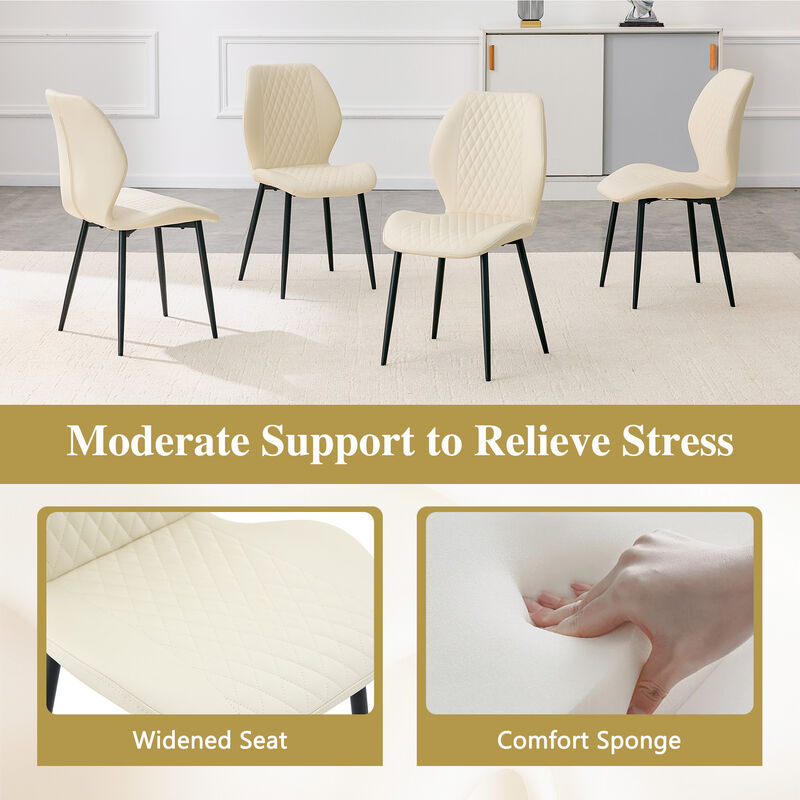 Whisen 4-Pack PU Leather Dining Chairs with Metal Legs, Light Luxury Upholstered Accent Chairs for Dining Room, Office, Study image number 5