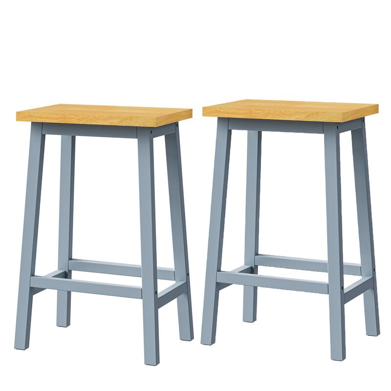 Merax Farmhouse Solid Wood Bar Stools Kitchen Counter Stools with Footrests
