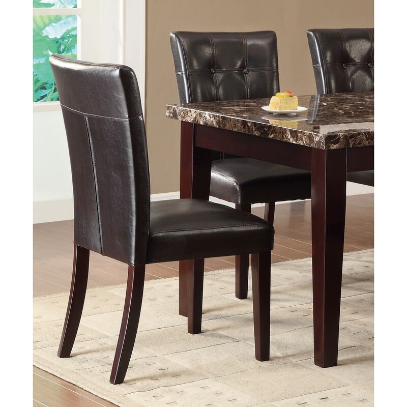 Button-Tufted Side Chairs Set of 2pc Wood Frame Espresso Finish Dining Furniture