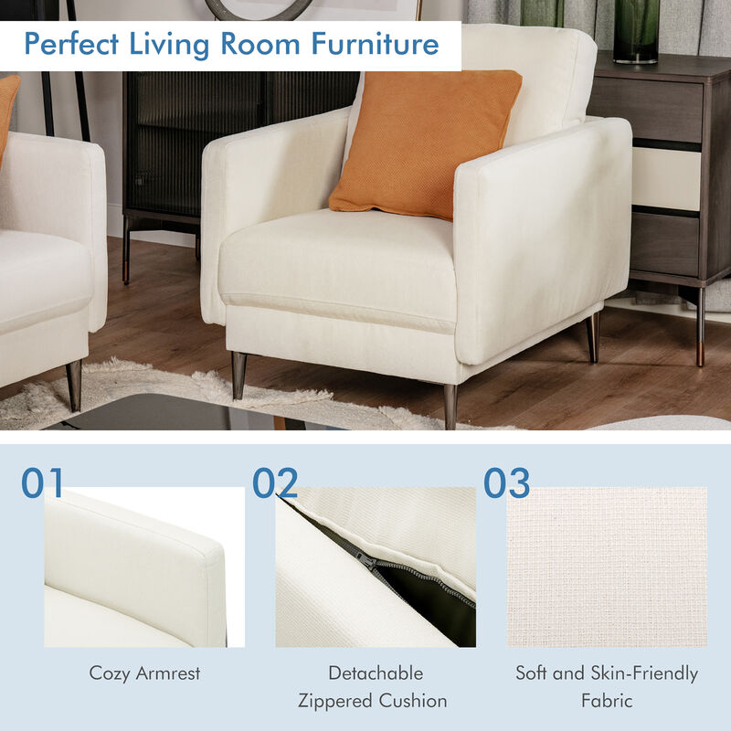 Costway Modern Upholstered Accent Chair Single Sofa Armchair Living Room Funiture