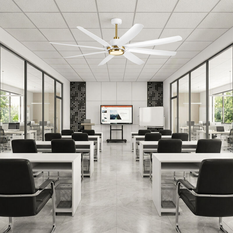 72" Modern Farmhouse White Reversible Dimmable 8 Blades Ceiling Fan with Light and Remote image number 4