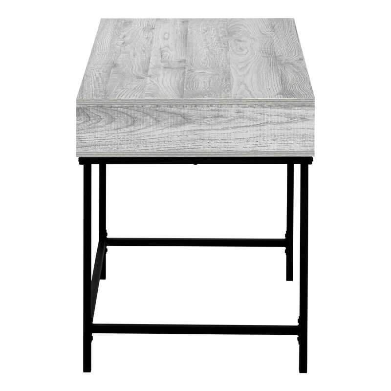 HomeRoots 47" Gray and Black Wood and Metal H-Shape Computer Desk With Two Drawers image number 2