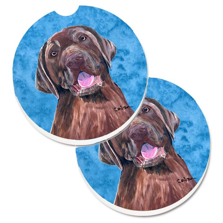 Caroline's Treasures Blue Labrador Set of 2 Cup Holder Car Coasters SC9127BUCARC, 2.56, Multicolor