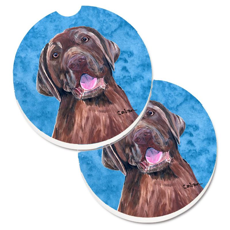 Caroline's Treasures Blue Labrador Set of 2 Cup Holder Car Coasters SC9127BUCARC, 2.56, Multicolor image number 0