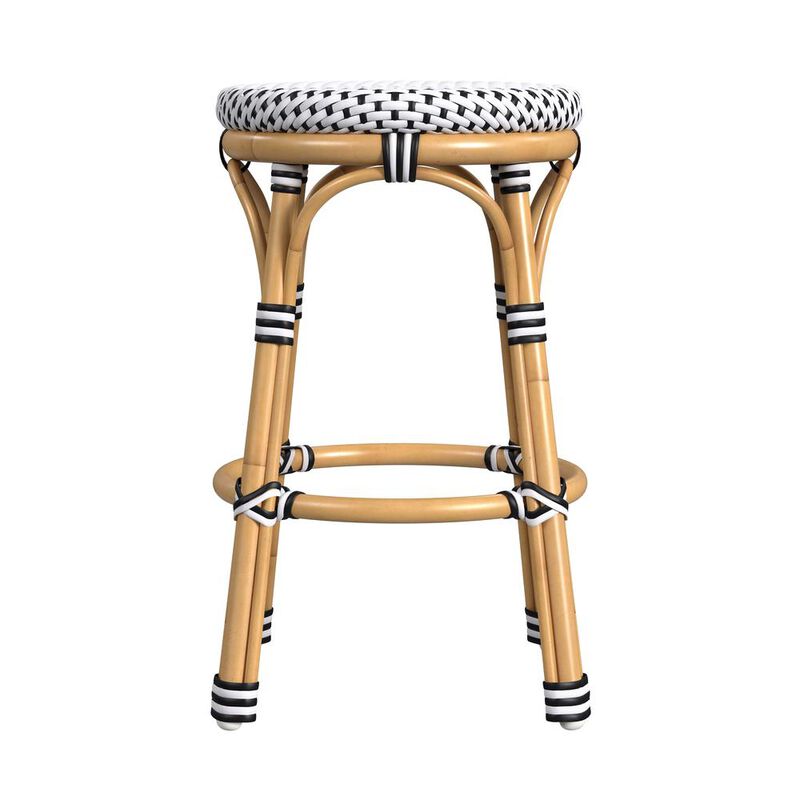 Butler Specialty Tobias 24 in. Seat Height Outdoor Rattan and Metal Backless Counter Stool