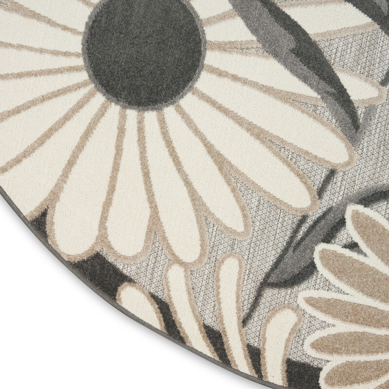 HomeRoots 5' Beige And Gray Round Floral Indoor Outdoor Area Rug image number 3