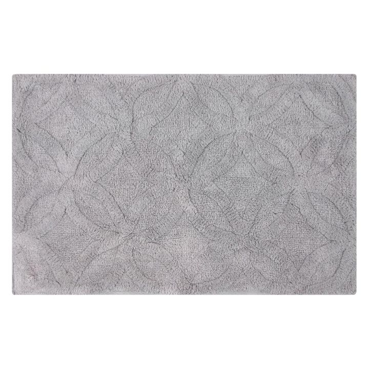 Knightsbridge Arch Bath Rug Cotton Non Skid Back - 17x24", Silver
