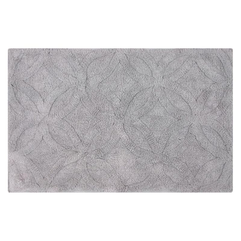 Knightsbridge Arch Bath Rug Cotton Non Skid Back - 17x24", Silver