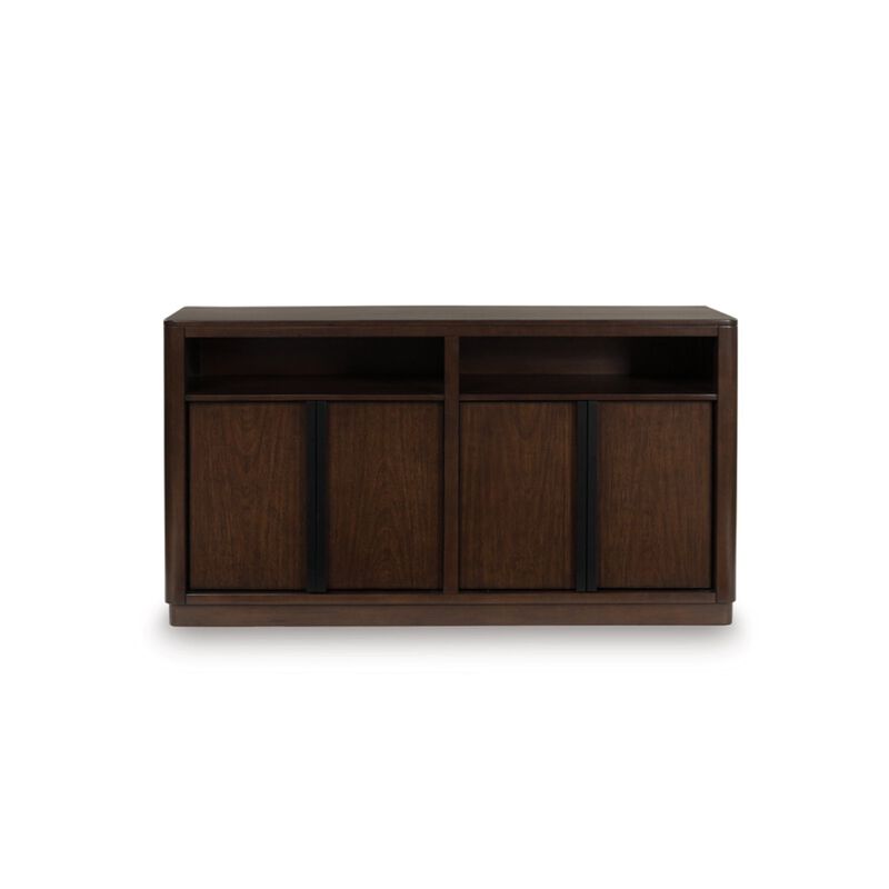 Dely Buffet Server, 4 Cabinet Doors w 2 Open Shelves, Dark Brown 60 Inch image number 2