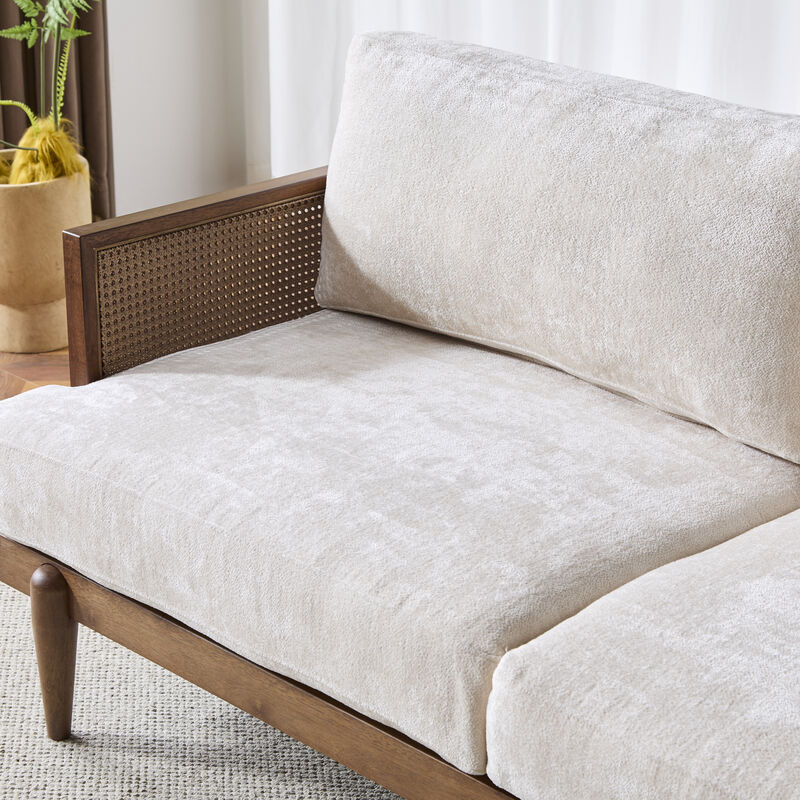 Christopher Knight Home Dorian 72" Rubberwood and Rattan 3-Seater Sofa with Cushion