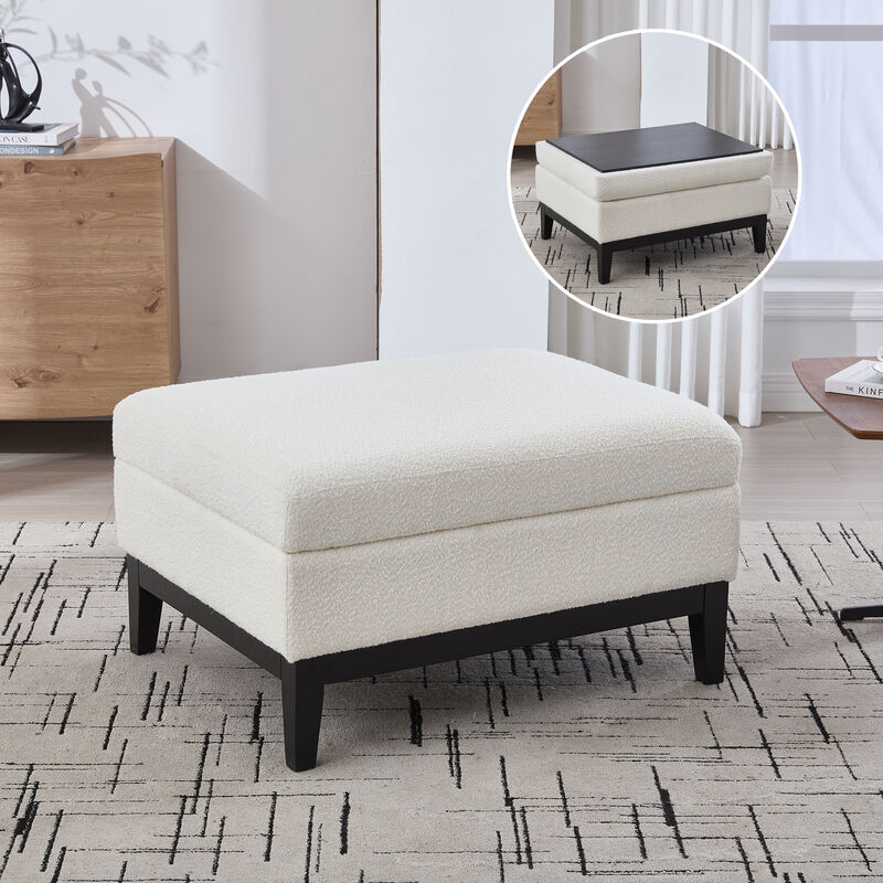 Merax Multi-Functional Storage Ottoman with Boucle Surface image number 2