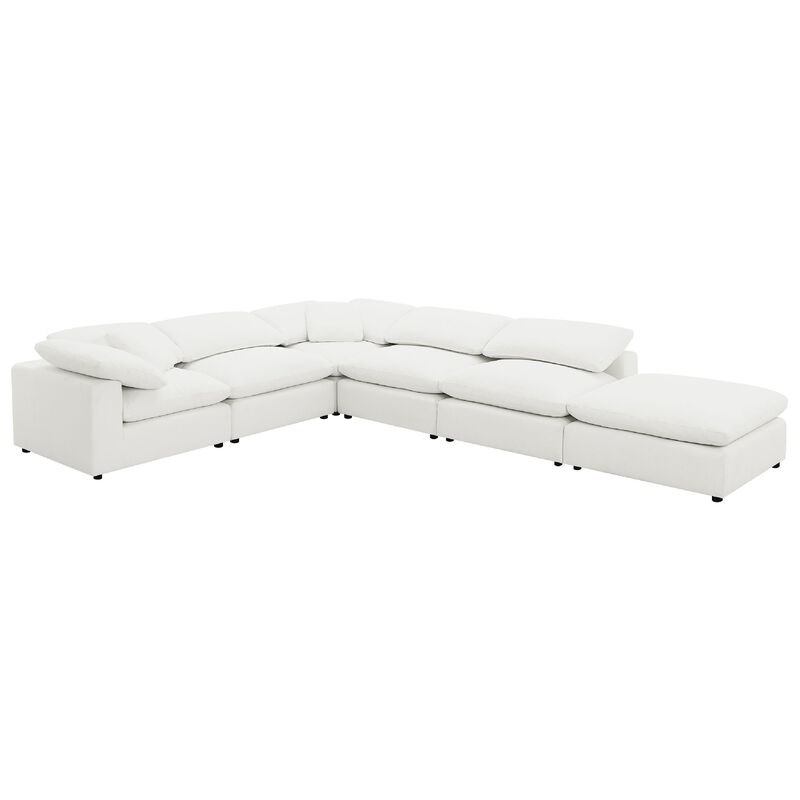 Allias 6pc Modular Sectional Sofa, Ivory White Boucle, 2 Pillows image number 0
