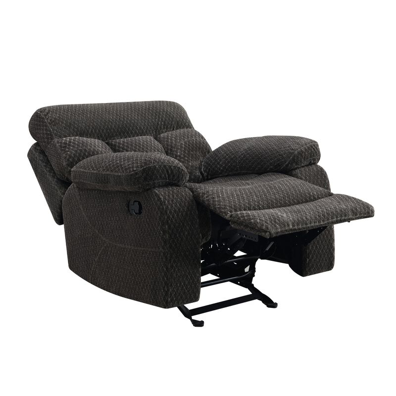 Charl 41 Inch Glider Recliner Armchair, Plush Tufted Backrests, Charcoal - Benzara