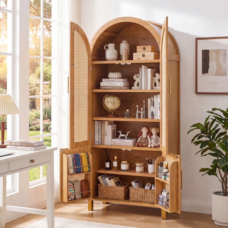 Arched Rattan Door Storage Cabinet image number 2