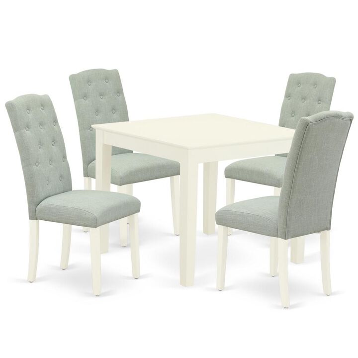 East West Furniture Dining Room Set Linen White