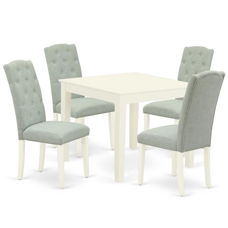 East West Furniture Dining Room Set Linen White