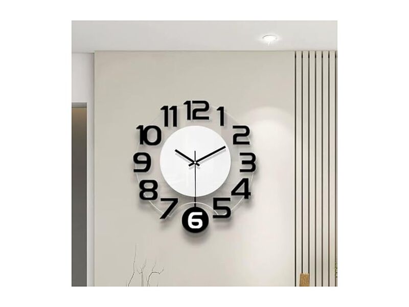 Pendulum Wall Clock Silent Non Ticking Modern Battery Operated Living Room Decor image number 2